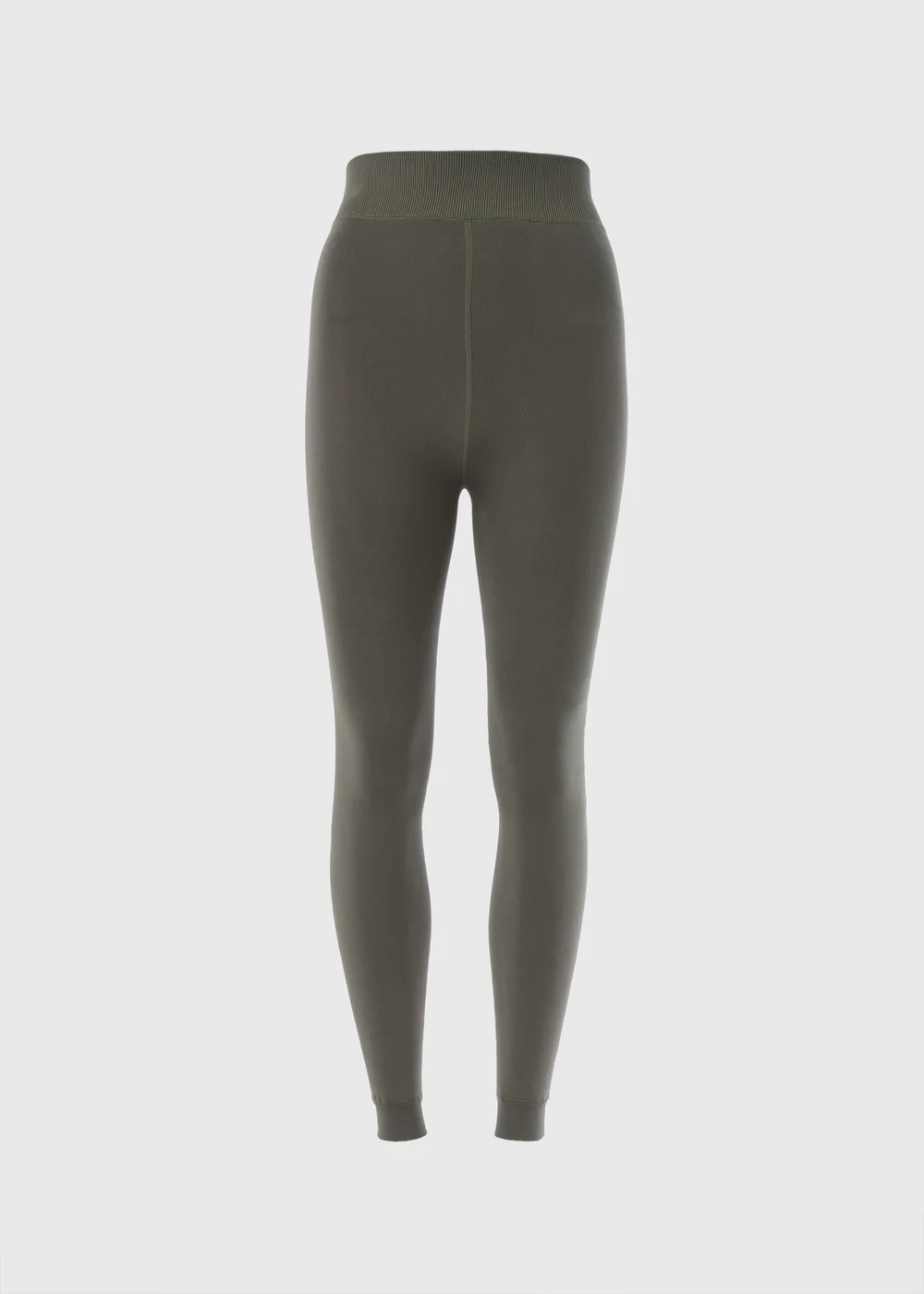 Khaki Fleece Lined Heavy Weight Leggings - S Image 1