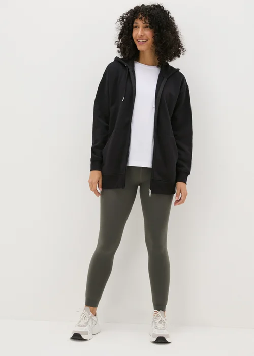 Khaki Fleece Lined Heavy Weight Leggings - S Image 4