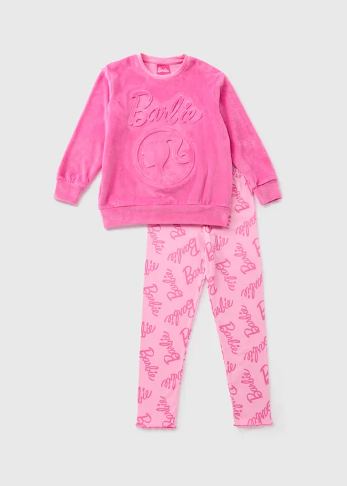 Barbie Kids Pink Embossed Pyjama Set (4-13yrs) - Age 4 Years Image 1