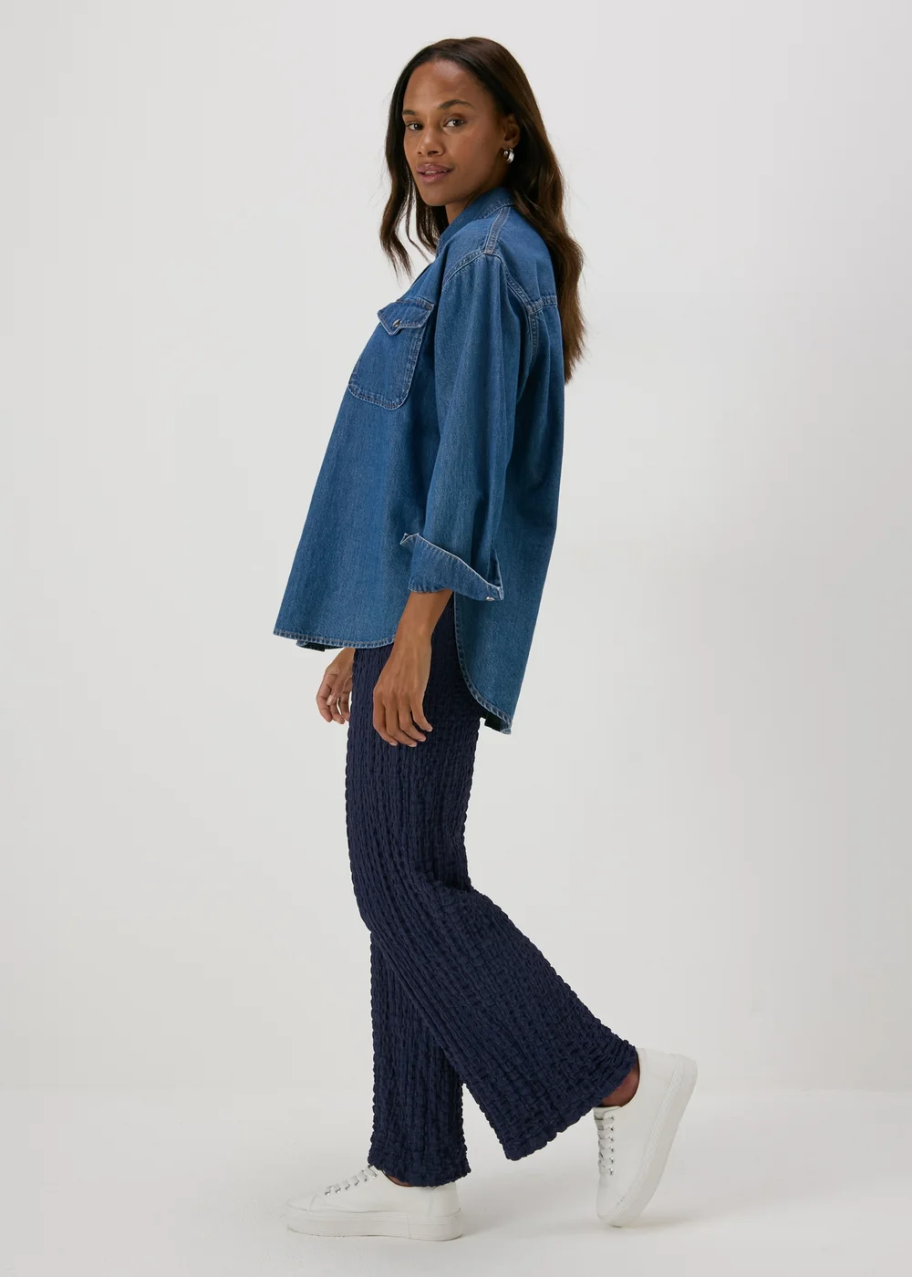 Navy Textured Co Ord Trousers - 8 Image 4