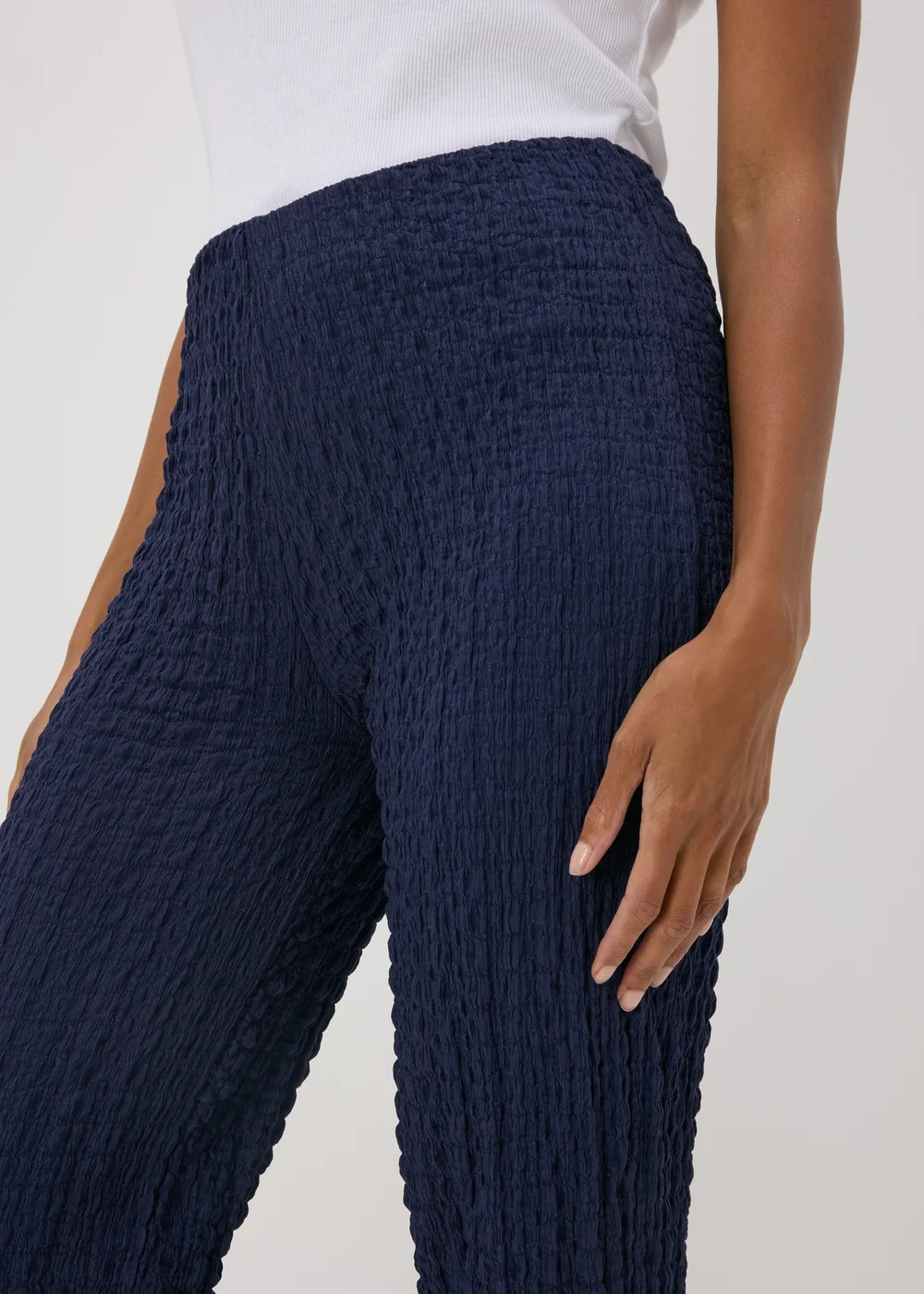 Navy Textured Co Ord Trousers - 8 Image 3