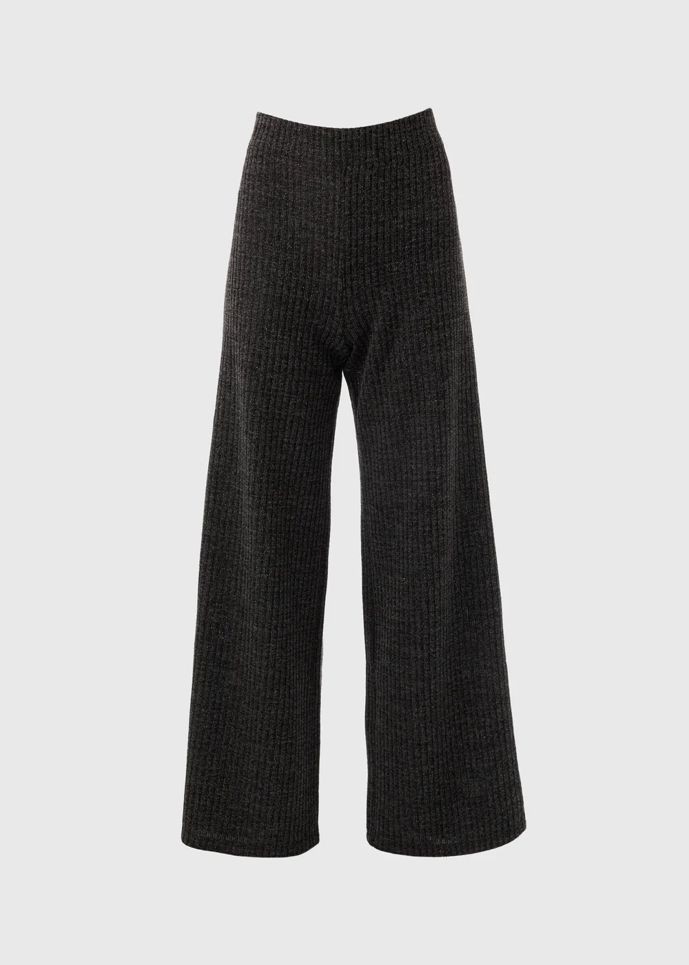 Charcoal Sparkle Ribbed Wide Leg Trousers - 8 Image 4