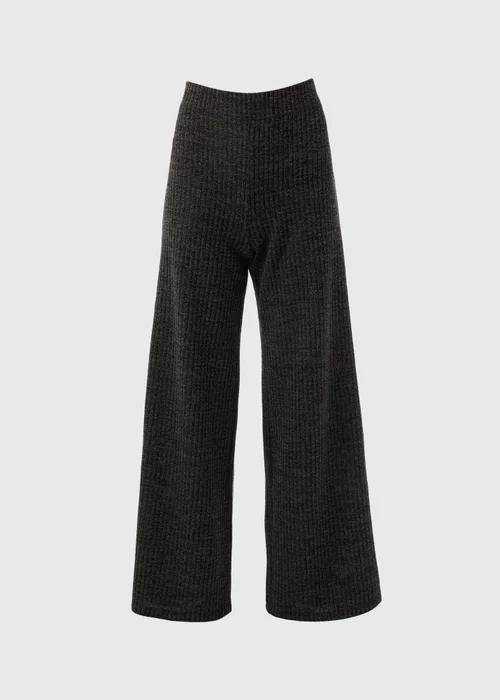 Charcoal Sparkle Ribbed Wide Leg Trousers - 8 Image 4