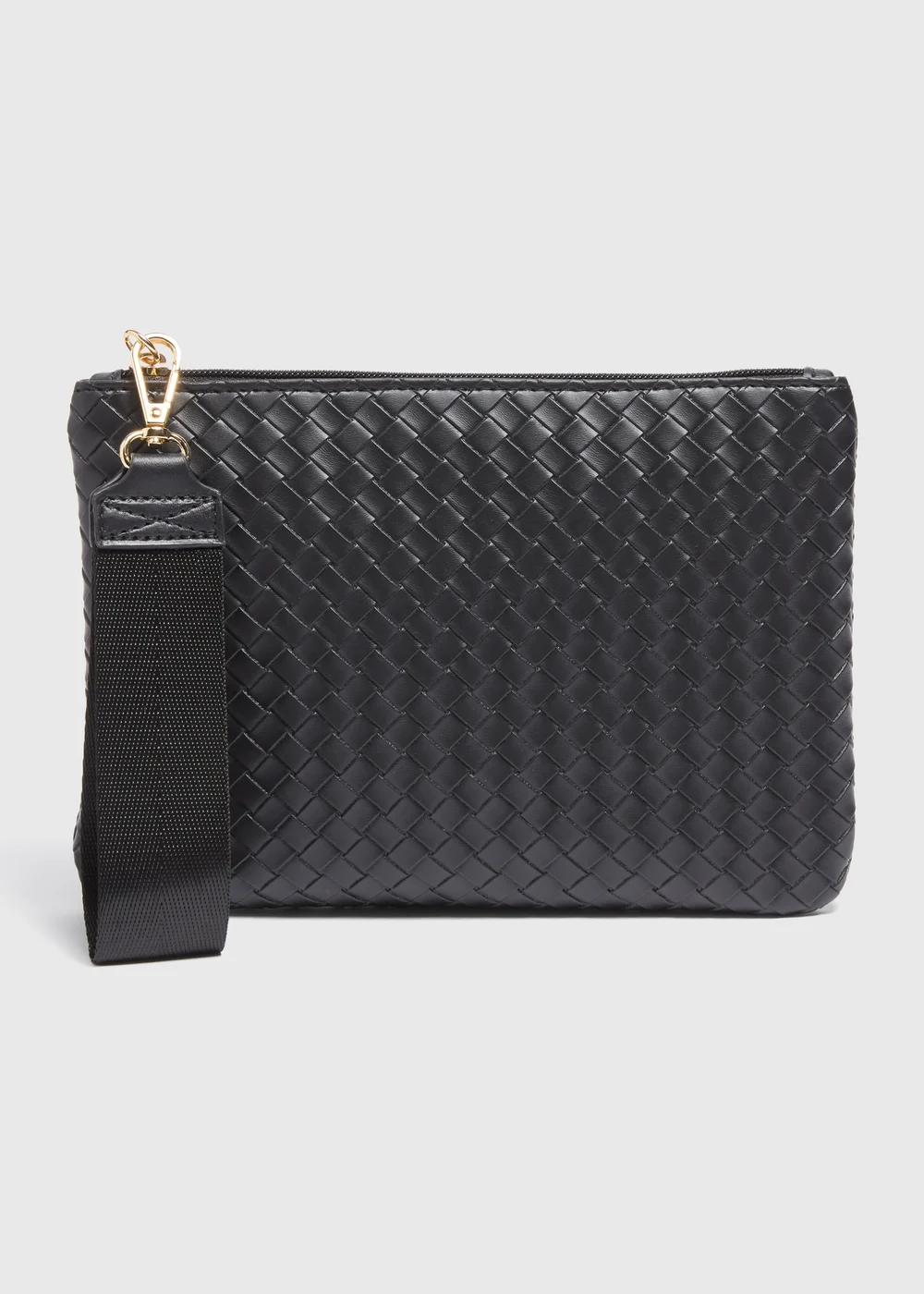 Black Weave Detail Wristlet Clutch - One Size Image 1