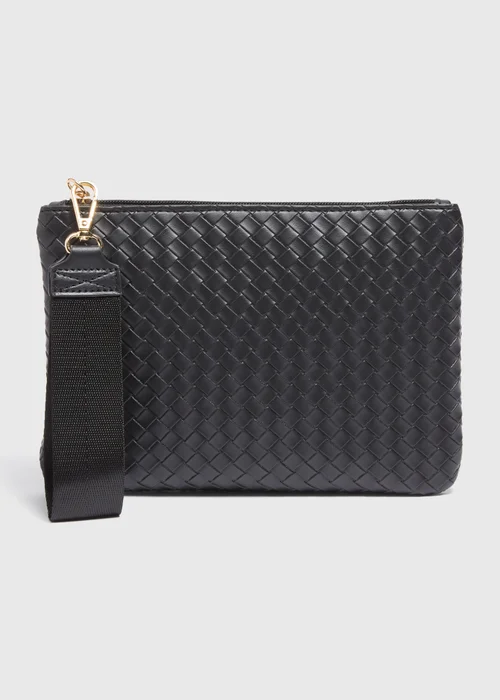 Black Weave Detail Wristlet Clutch - One Size Image 1