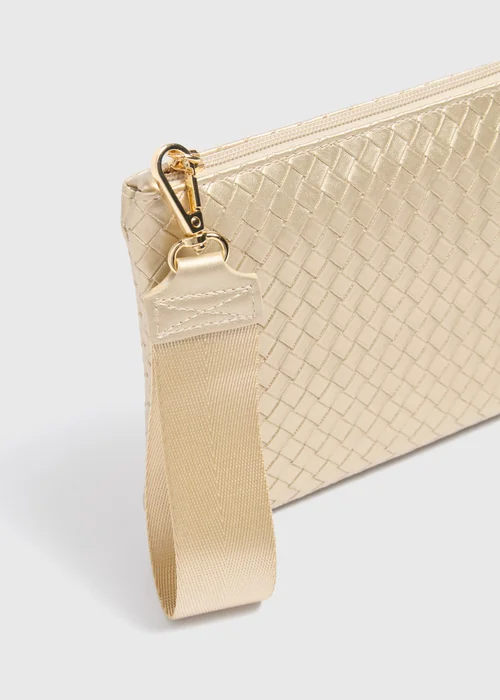 Gold Weave Detail Wristlet Clutch - One Size Image 4