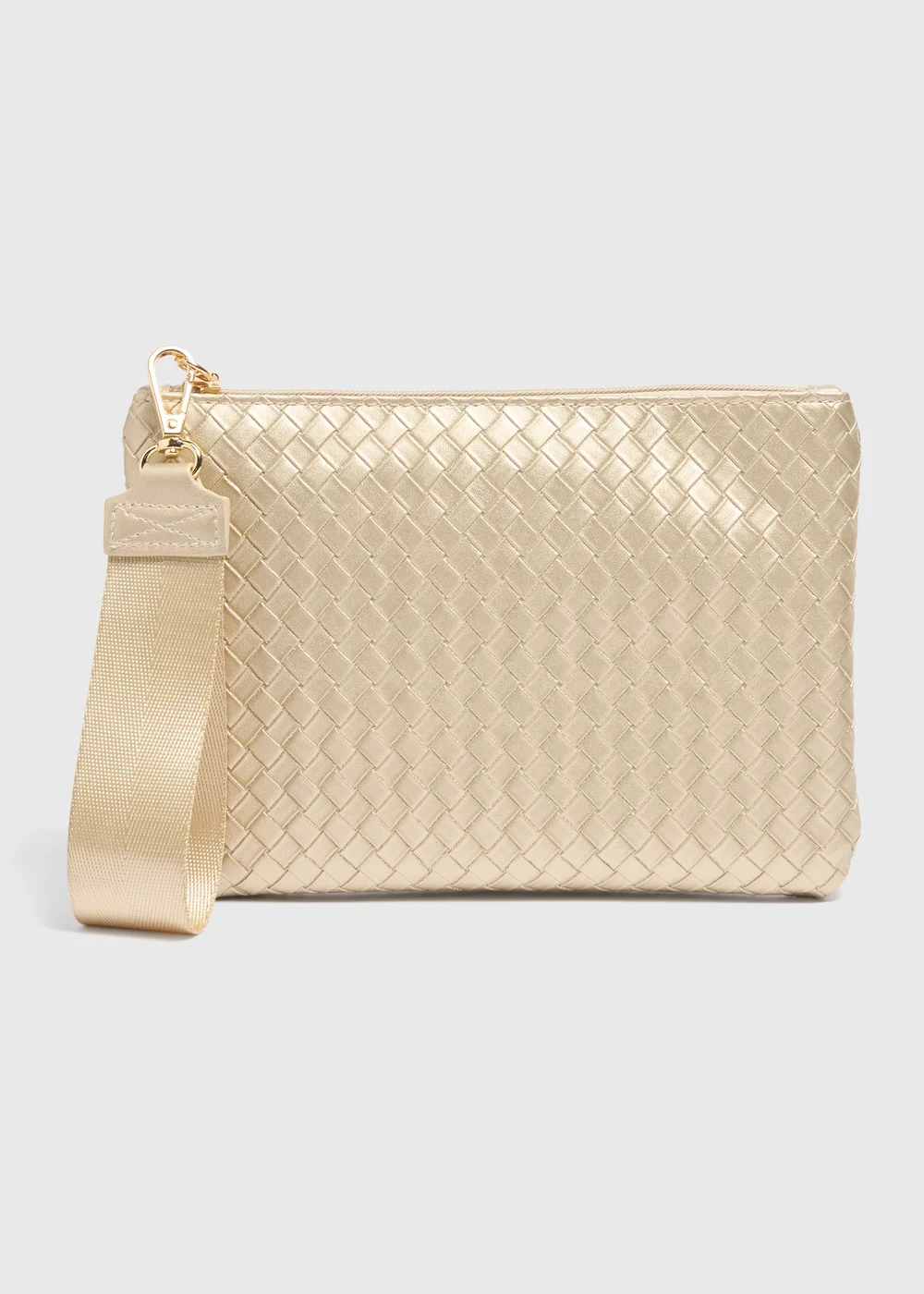 Gold Weave Detail Wristlet Clutch - One Size Image 3