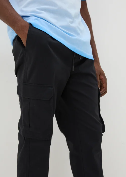 Black Cuffed Cargo Trousers - Small Image 2