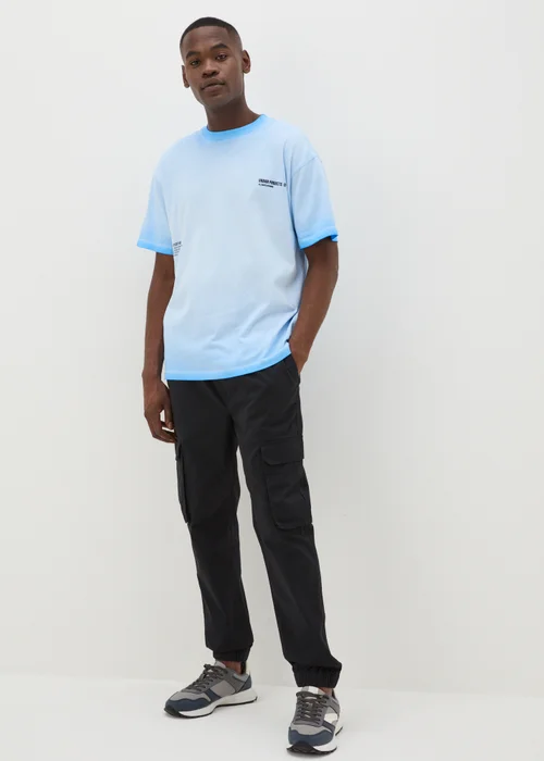 Black Cuffed Cargo Trousers - Small Image 1