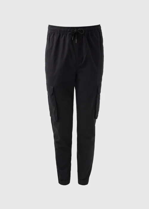 Black Cuffed Cargo Trousers - Small Image 4