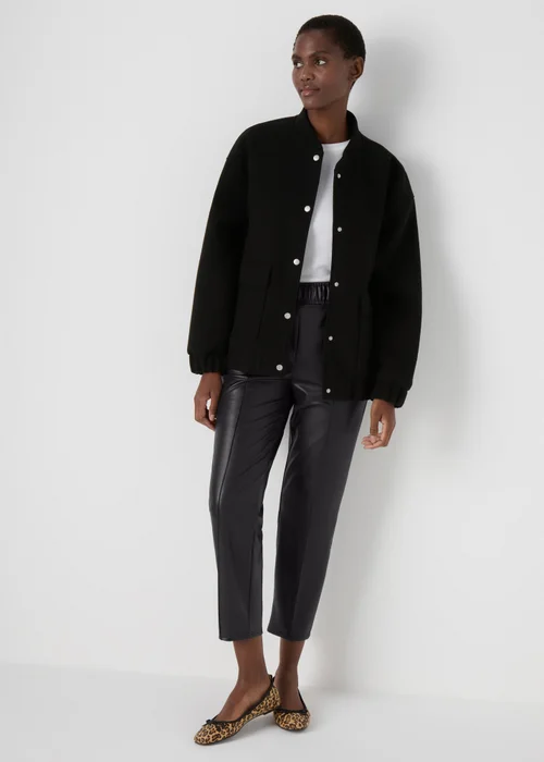 Papaya Petite Black Leather Look Tapered Trousers - 6 Image 1