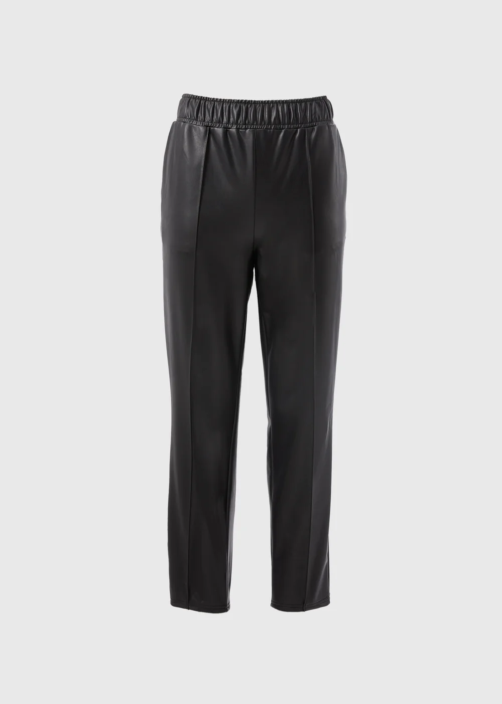 Papaya Petite Black Leather Look Tapered Trousers - 6 Image 3