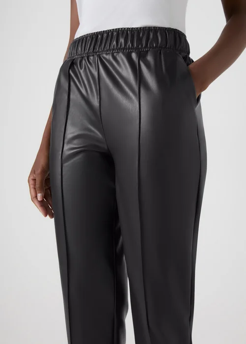 Papaya Petite Black Leather Look Tapered Trousers - 6 Image 2