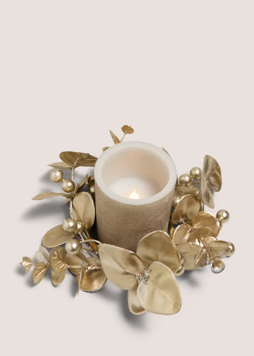 Wondrous Gold Wreath LED Candle Image 1