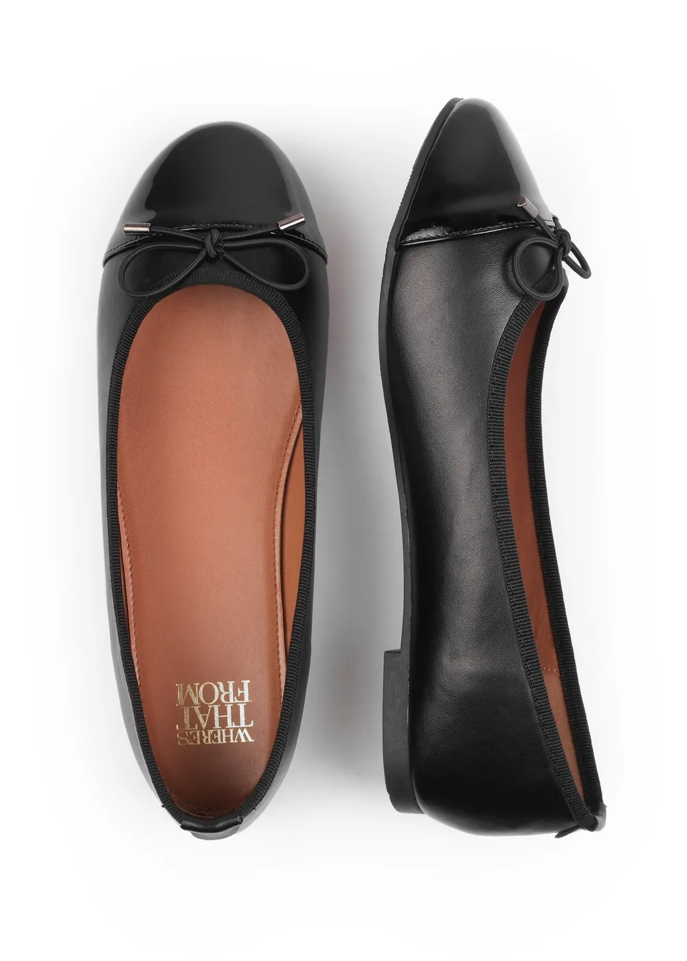 Where's That From Black Janice Extra Wide PU Ballerina Flats - Size 8 Image 3