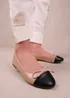 Where's That From Cream Janice Extra Wide PU Ballerina Flats - Size 4 Image 2