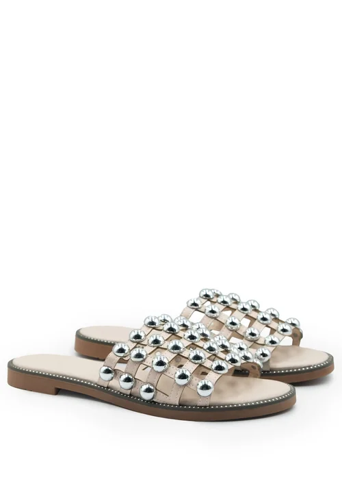 Where's That From Cream Kellie Wide Fit PU Studded Sandals - 3 Image 1