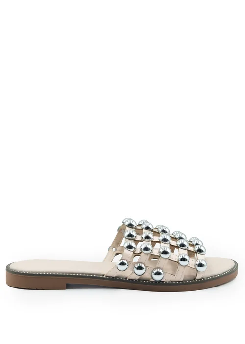 Where's That From Cream Kellie Wide Fit PU Studded Sandals - 3 Image 2