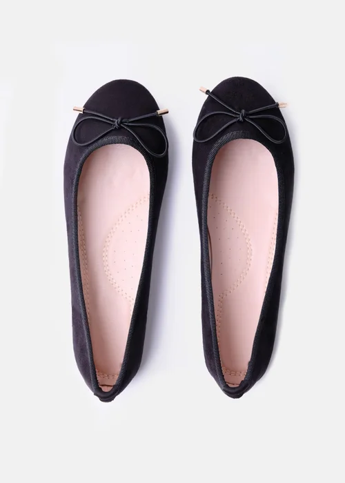 Where's That From Black Tallulah Wide Fit Suede Flat Pumps - Size 5 Image 2