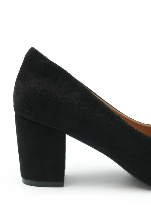 Where's That From Black Melrose Wide Fit Suede Court Shoes - 3 Image 3