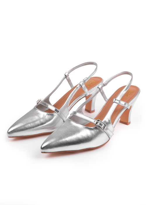 Where's That From Silver On Point Wide Fit Slingback Sandals - 3 Image 3