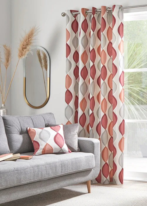 Fusion Lennox Red Eyelet Curtains - 46W X 54D (117x137cm) Image 1