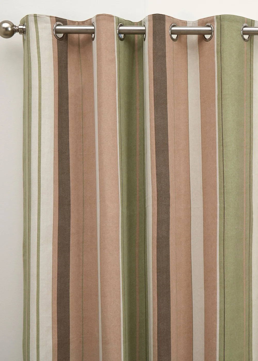 Fusion Whitworth Stripe Green Eyelet Curtains - 46W X 54D (117x137cm) Image 2