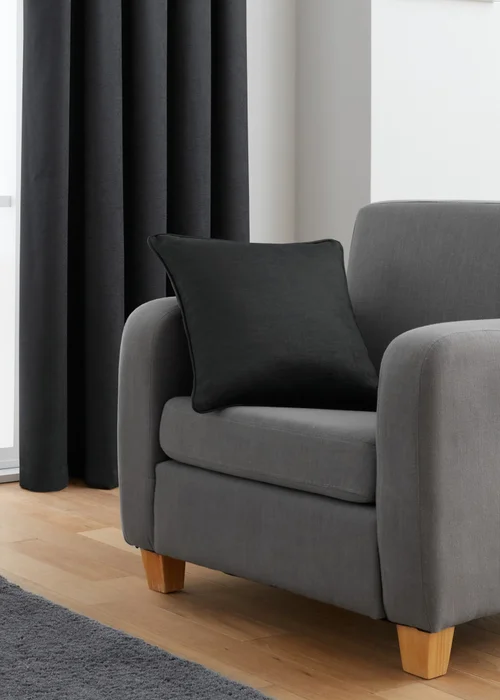 Fusion Galaxy Dimout Black Pencil Pleat Curtains - 46W X 54D (117x137cm Image 3