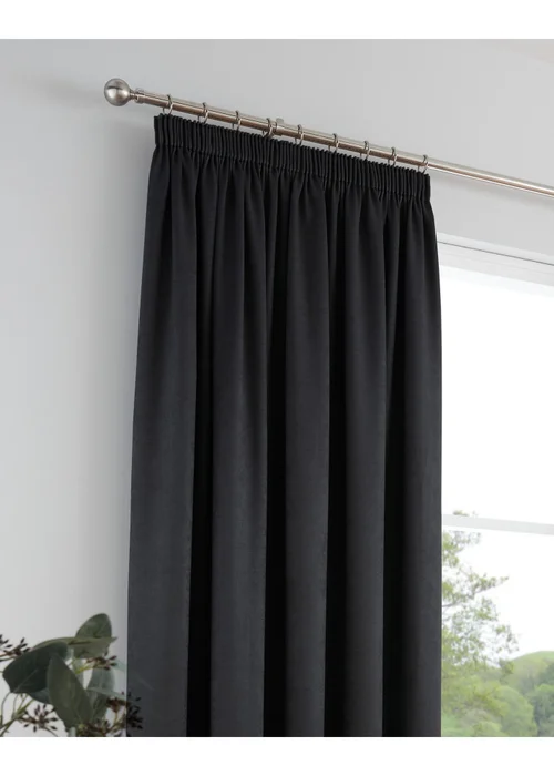 Fusion Galaxy Dimout Black Pencil Pleat Curtains - 46W X 54D (117x137cm Image 2