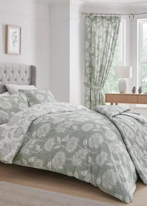 Dreams & Drapes Design Chrysanthemum Green Bedspread - 200 x 230cm Image 2