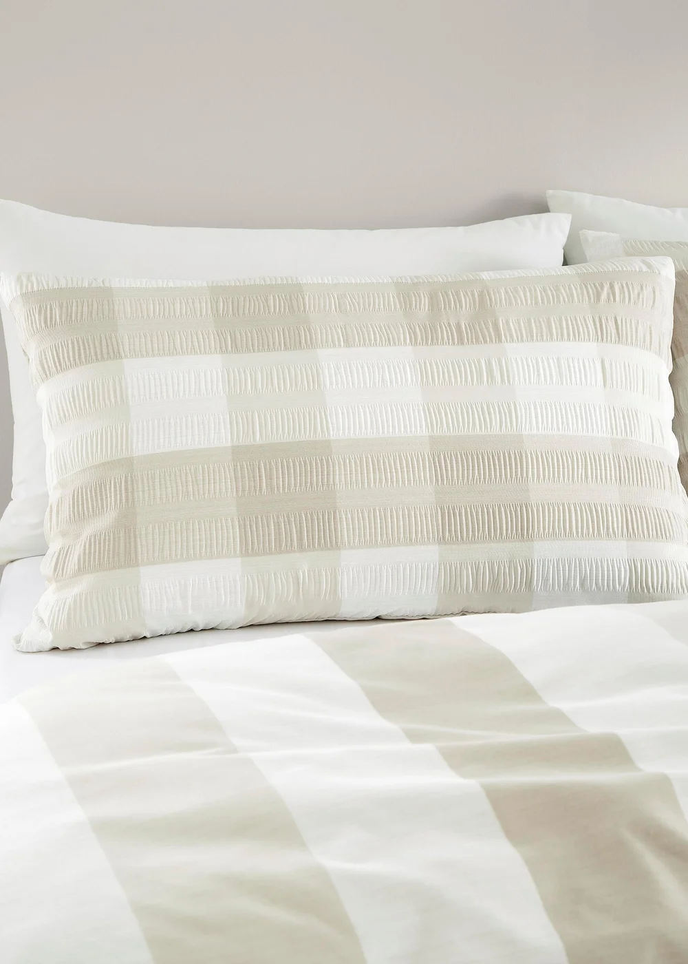 Fusion Seersucker Gingham Seersucker Natural Duvet Cover Set - Single Image 2