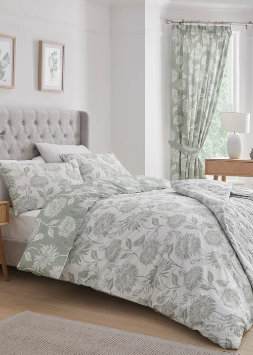 Dreams & Drapes Design Chrysanthemum Green Duvet Cover Set - Single Image 4