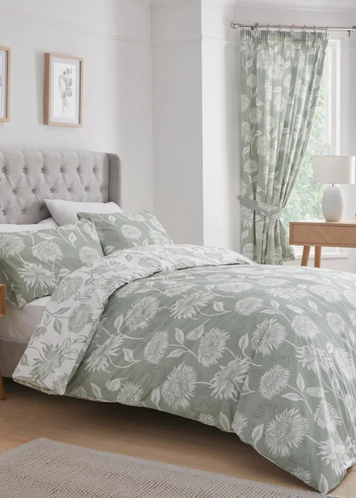 Dreams & Drapes Design Chrysanthemum Green Duvet Cover Set - Single Image 1