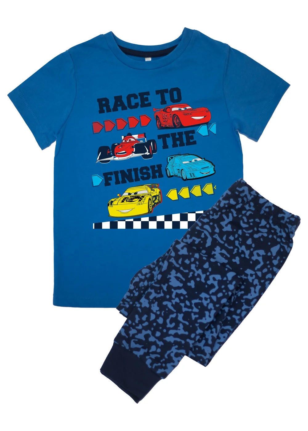 Disney Cars Race To The Finish Kids Royal Blue Camo Pyjamas (3-8 Years) - Age 4-5 Years Image 1