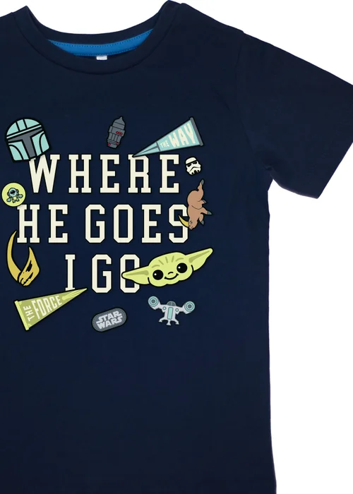 Star Wars The Mandalorian Where He Goes Kids Navy Stripes Pyjamas (3-8 Years) - Age 3-4 Years Image 2