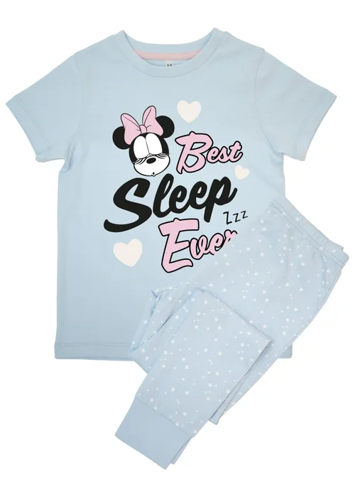 Disney Kids Baby Blue Minnie Mouse Best Sleep Ever Stars Pyjamas (3-8 Years) - Age 3-4 Years Image 1