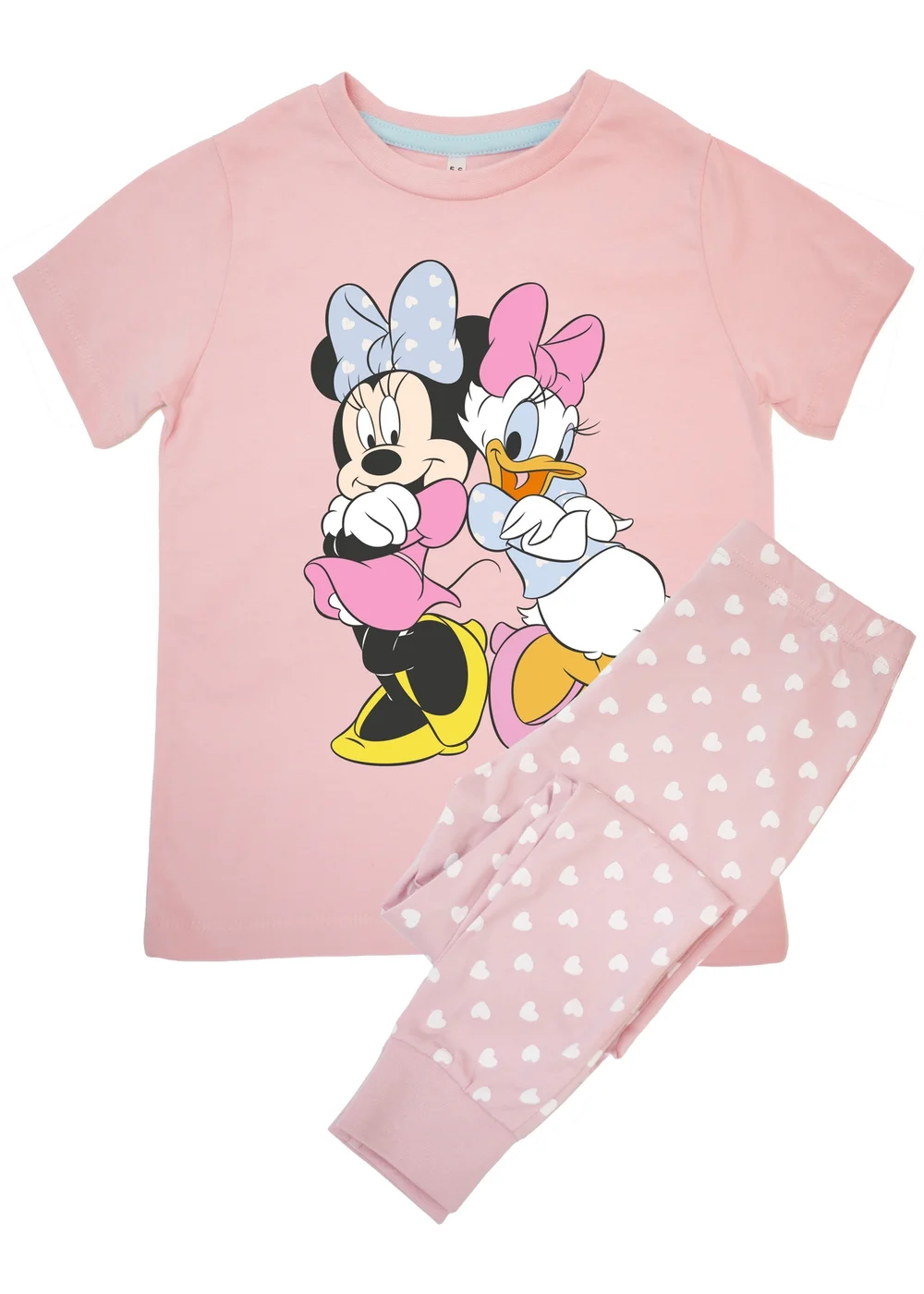 Disney Minnie Mouse With Daisy Pose Kids Baby Pink Hearts Pyjamas (3-8 Years) - Age 3-4 Years Image 1