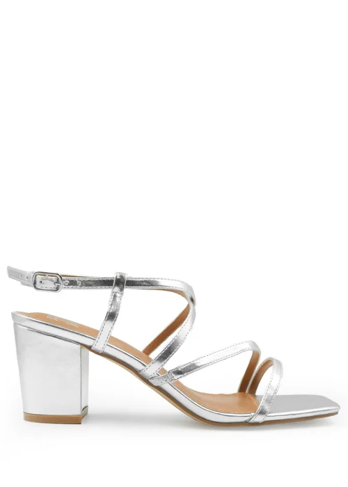 Where's That From Silver Sidra Extra Wide Mid Metallic Sandals - Size 8 Image 1