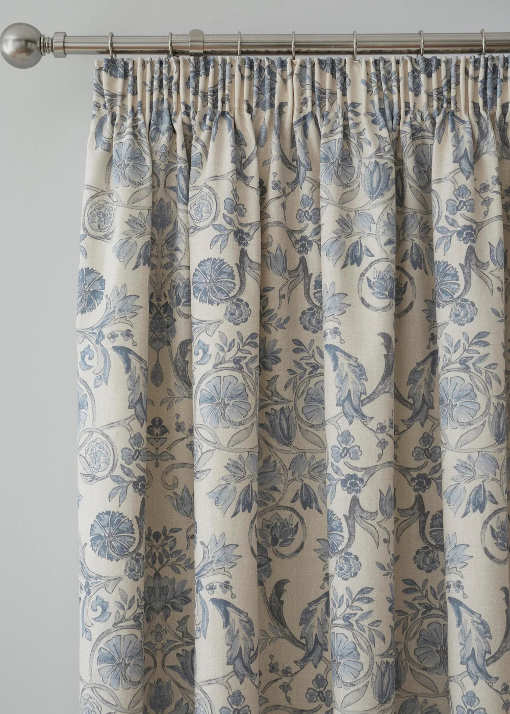 Dreams & Drapes Design Averie Blue Pencil Pleat Curtains With Tie-Backs - 46W X 54D (117x137cm) Image 2
