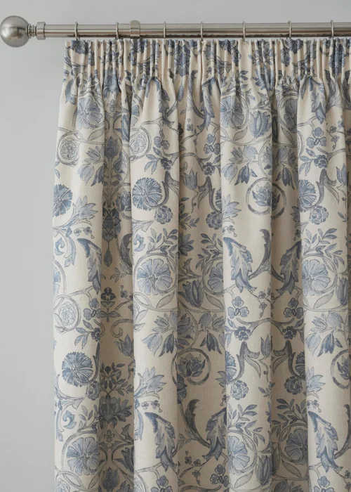 Dreams & Drapes Design Averie Blue Pencil Pleat Curtains With Tie-Backs - 46W X 54D (117x137cm) Image 2