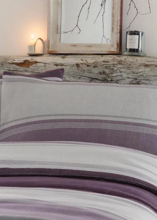 Fusion Plum Betley Brushed Duvet Cover Set - Double Image 2