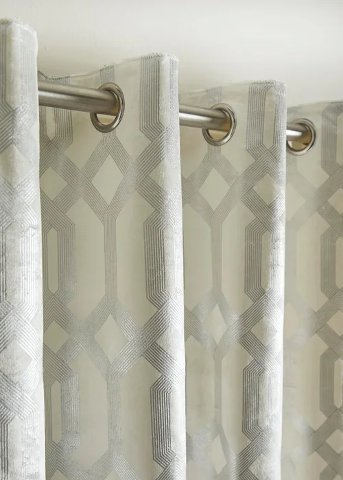 Curtina Darla Velvet Ivory Eyelet Curtains - 46W X 54D (117x137cm) Image 3
