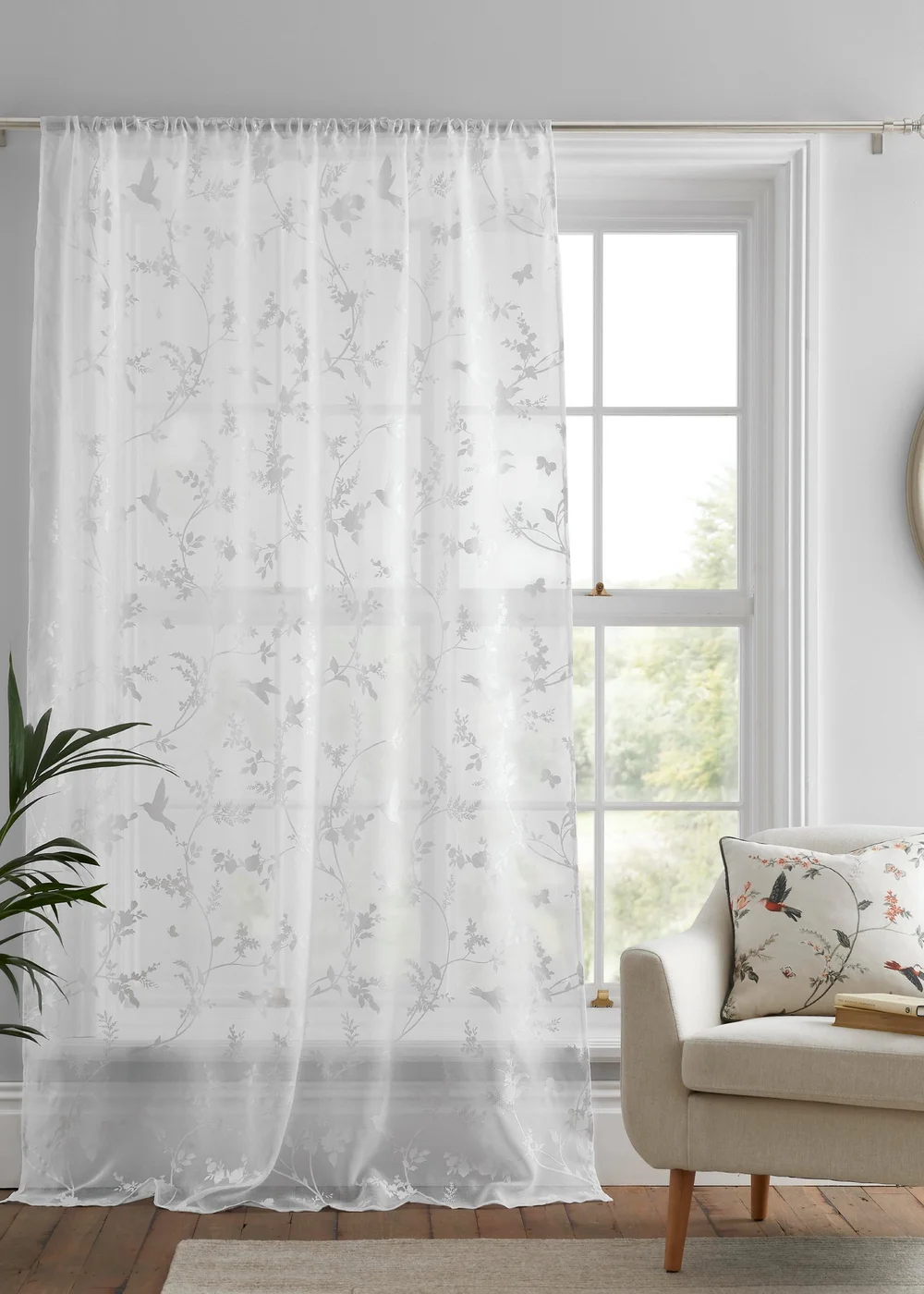Dreams & Drapes Darnley White Voile Panel - 55W X 90D (140x228cm) Image 1