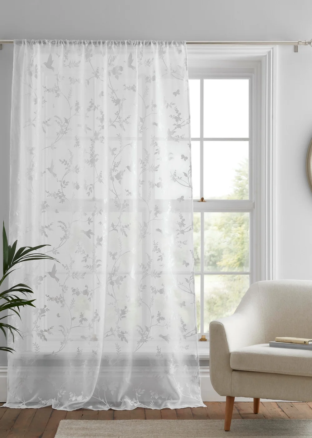 Dreams & Drapes Darnley White Voile Panel - 55W X 90D (140x228cm) Image 3