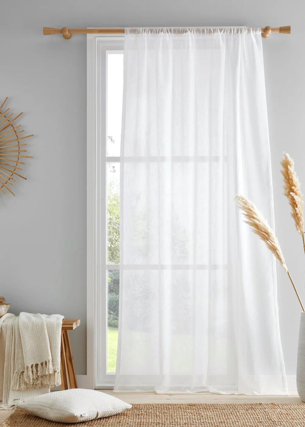 Drift Home Kayla White Voile Panel - 55W X 48D (140x122cm) Image 1