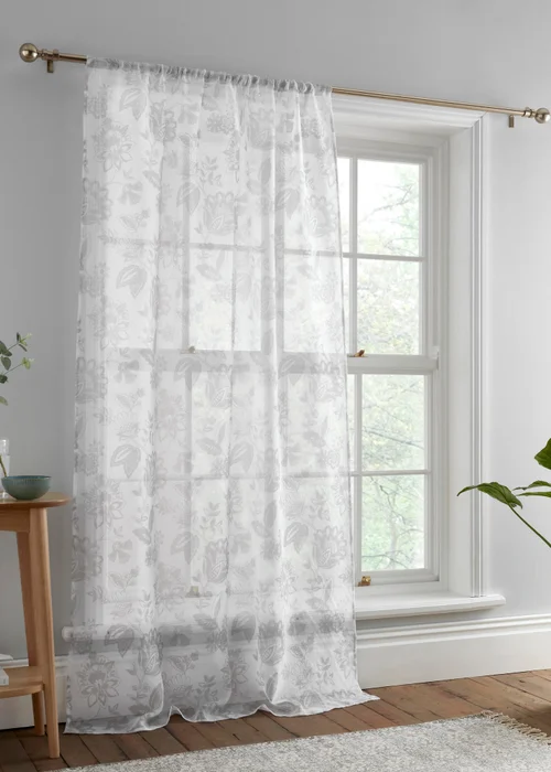 Dreams & Drapes Marinelli Grey Voile Panel - 55W X 48D (140x122cm) Image 1