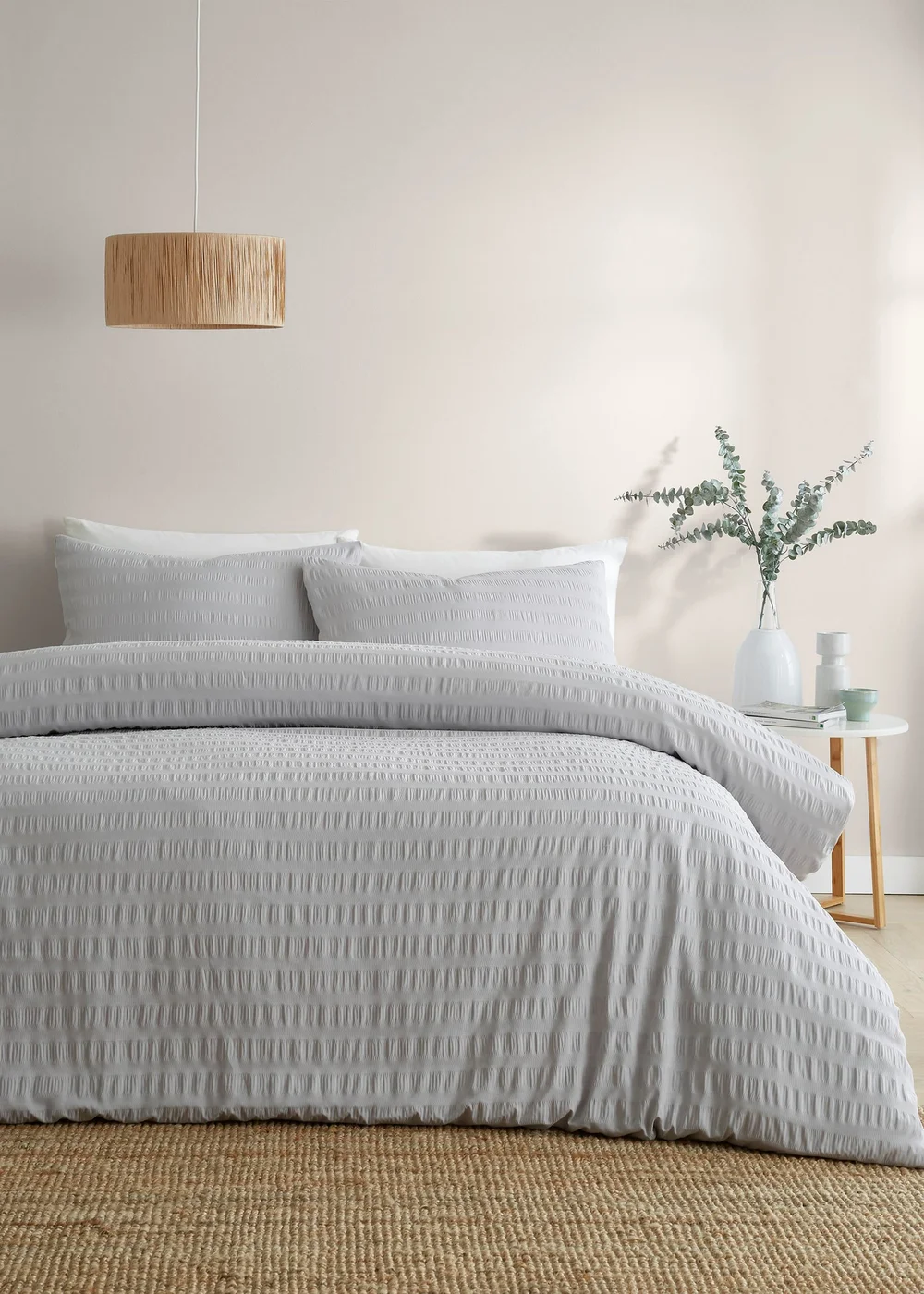 Serene Honley Seersucker Seersucker Silver Duvet Cover Set - Single Image 1