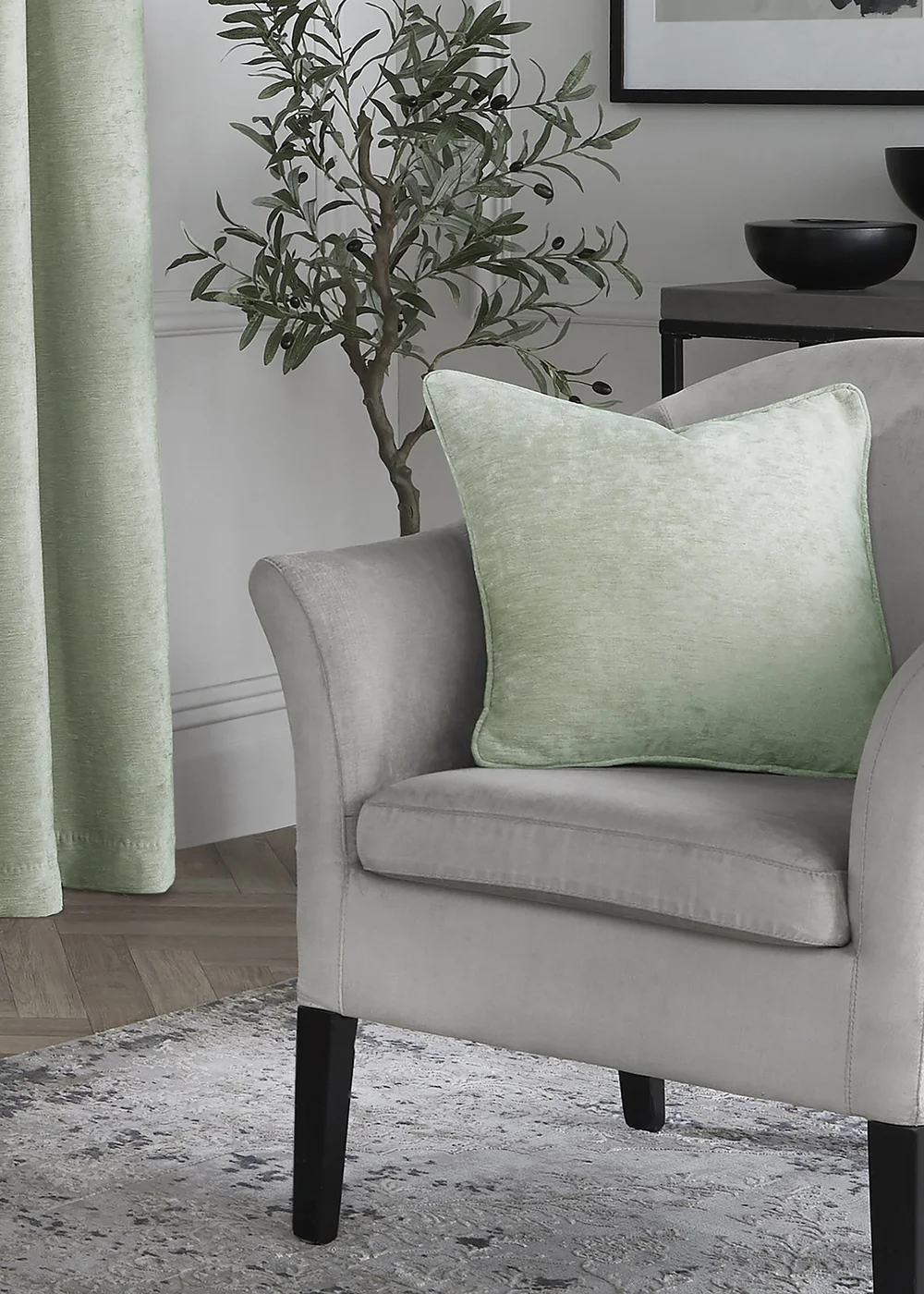 Curtina Textured Chenille Green Filled Cushion (43cm x 43cm) - 43W X 43D Image 2