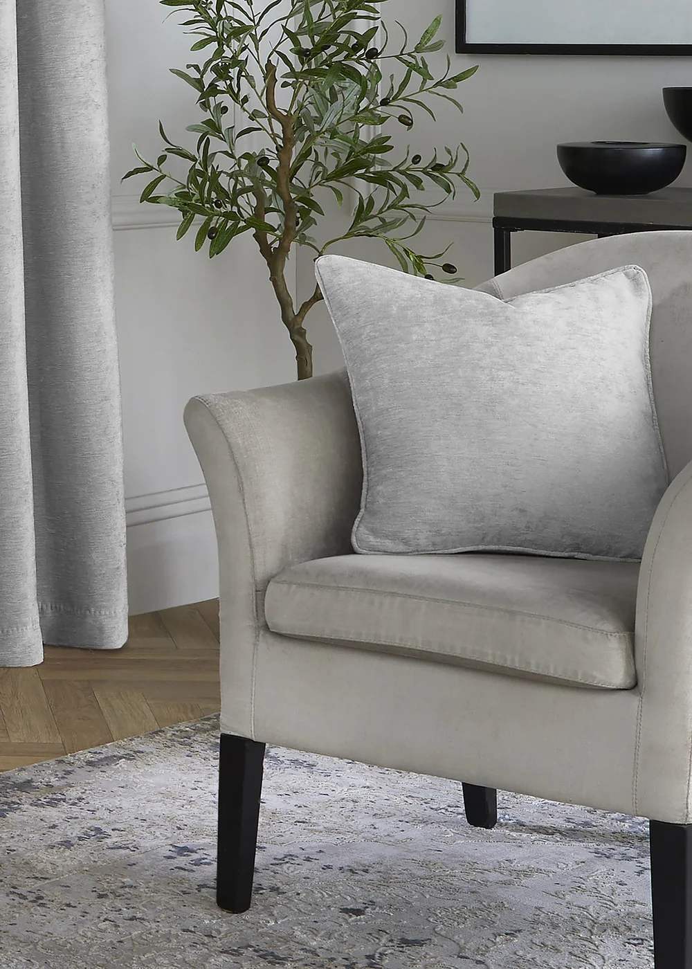 Curtina Textured Chenille Grey Filled Cushion (43cm x 43cm) - 43W X 43D Image 2