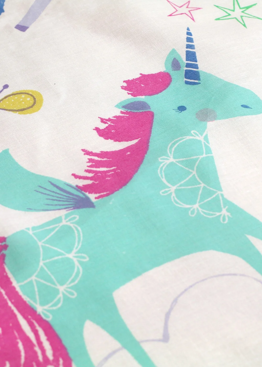 Bedlam Rainbow Unicorn Reversible White Duvet Cover Set - Single Image 2